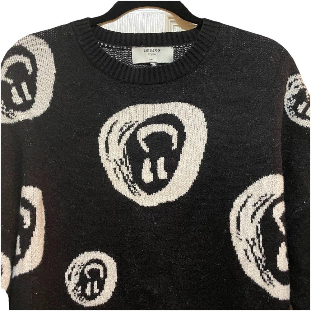 One Teaspoon Black and White "All Smiles" Oversized Knit Sweater Sz XXS - Picture 6 of 11